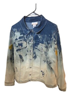 Handcrafted Bleached Denim Jacket – Floral & Butterfly Design – Streetwear